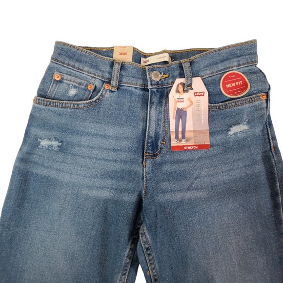 Levi's Girls Size 12R Blue Solid Low Pro Straight Cut Jeans Mid Rise NWT - Picture 6 of 14